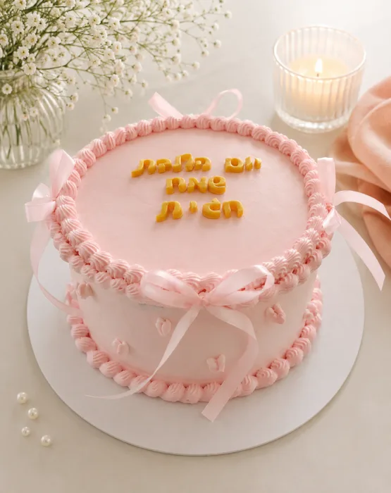 עוגת וינגטג'; ורודה עם פפיונים