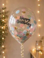 בלון Happy Birthday קונפטי